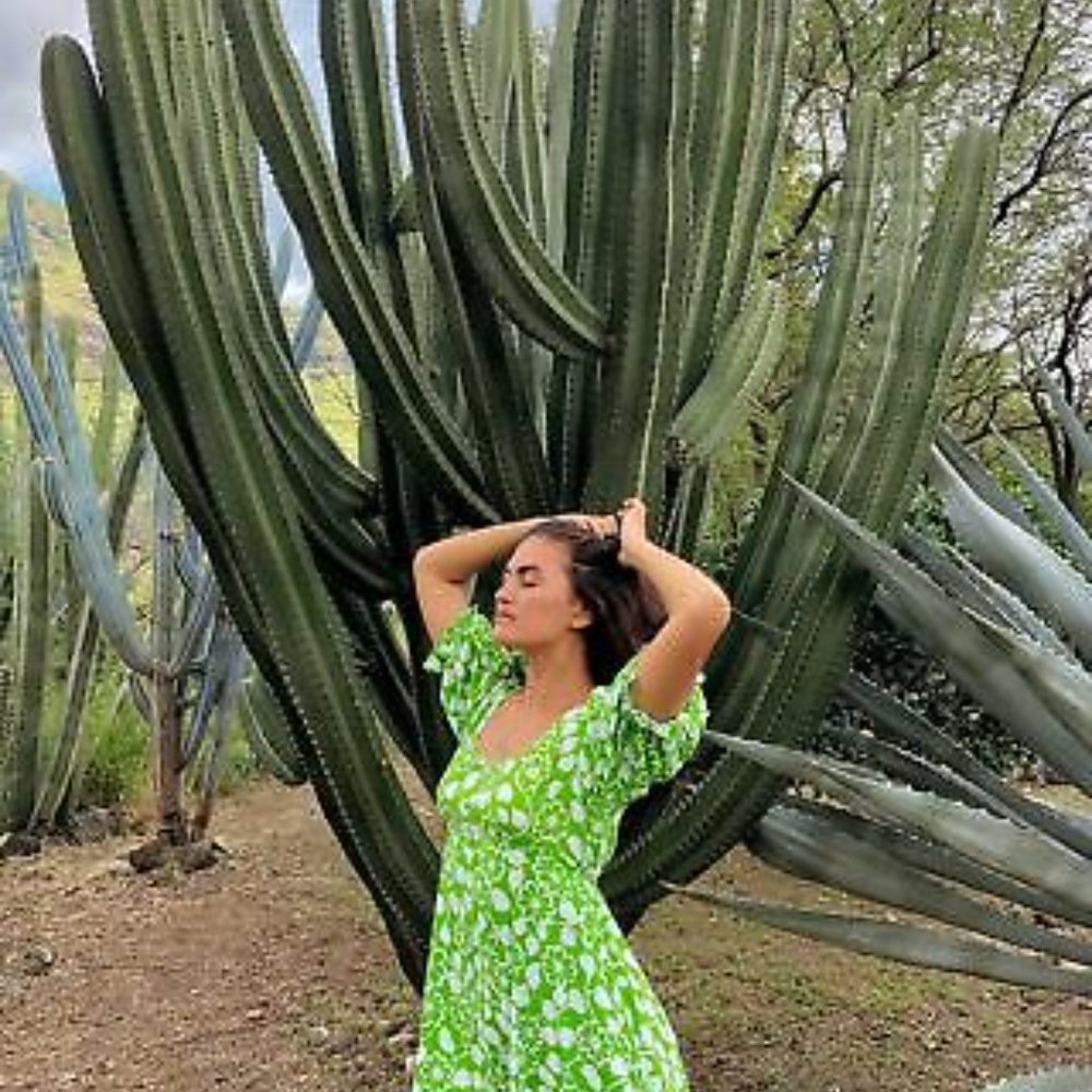 Faithfull The Brand La Barben Bella Floral Avocado Green Mini Dress NWT - Picture 6 of 14